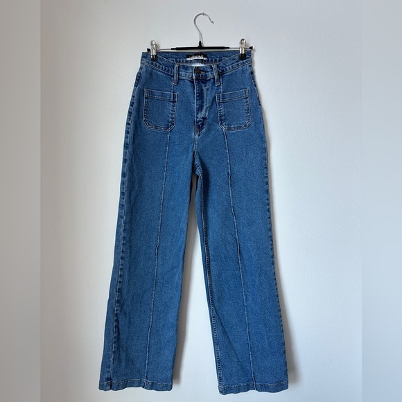 Vibrant M.i.U Blue Square Pocket Wide Leg Jeans - Picture 2 of 7